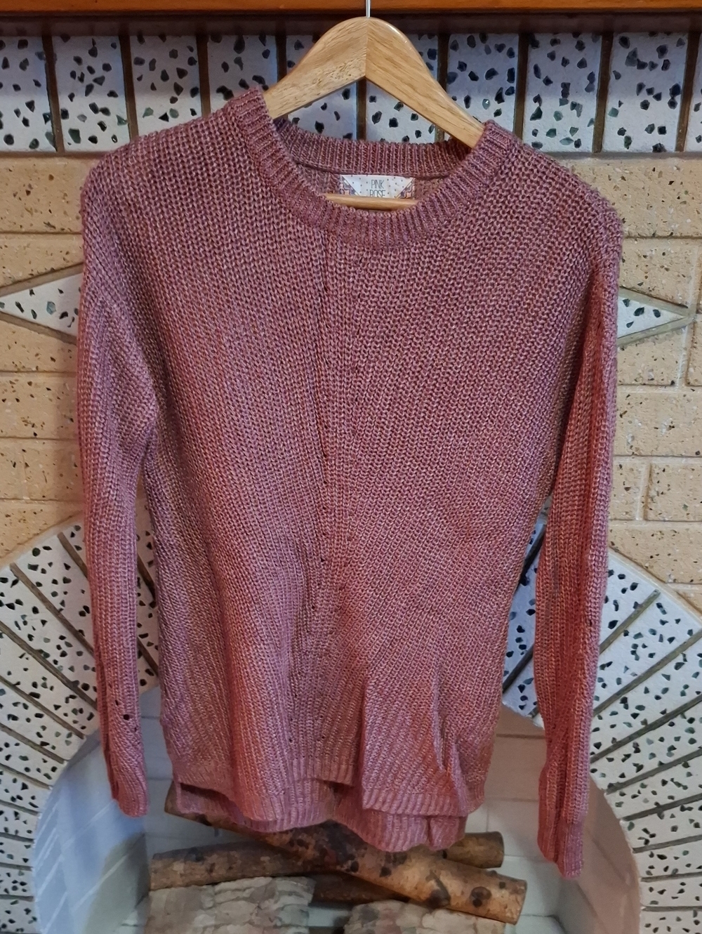Pink Rose Dusty Rose Crewneck Knit Sweater
